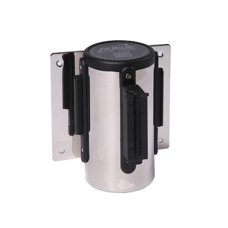 Queue Solutions WallMaster 400, Polished Chrome, 15' Yellow/Black BEWARE OPEN PIT Belt WM400PC-YBBOP150